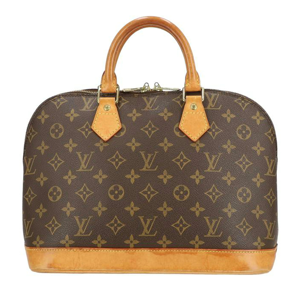 Louis Vuitton Alma Monogram Top Handle Bag Canvas Leather Brown